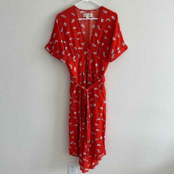 Birds or Paradis by Trovata 100% Cotton Button Down Belted Dress - Picture 1 of 10